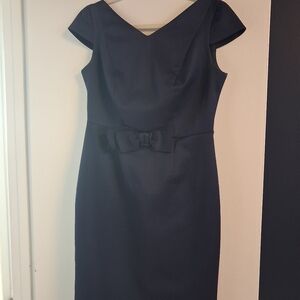 Gerard Darel Navy Sheath Dress with Bow